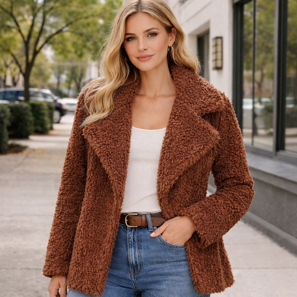 Audrey Warm Brown Teddy Jacket